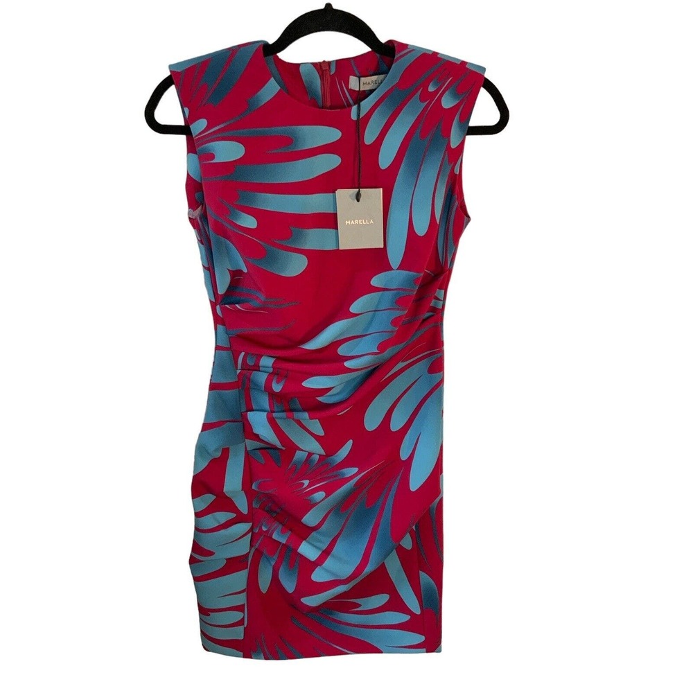 Marella Women’s Dress Modern Art Deco Design Size‎ 4 Gathered Side Detail